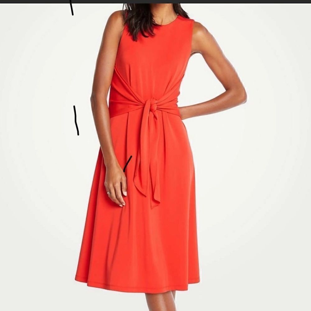 Ann Taylor Red Tie-front Dress Size S